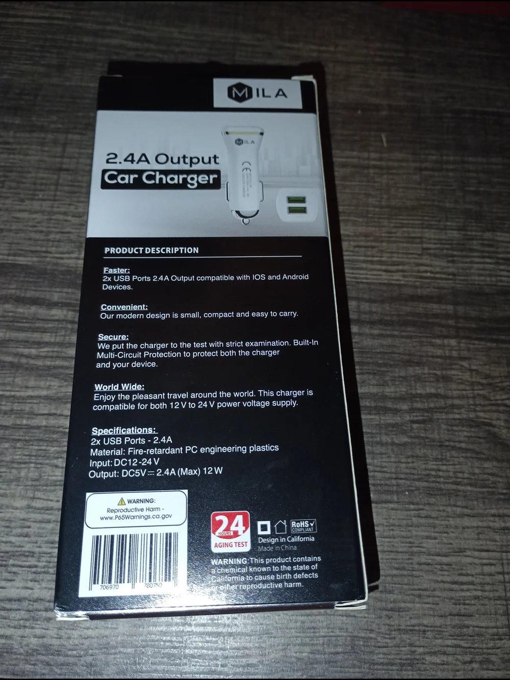 MILA I-phone Car Charger with Lightning Cable